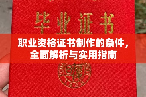 沁阳职业资格证书制作的条件，全面解析与实用指南